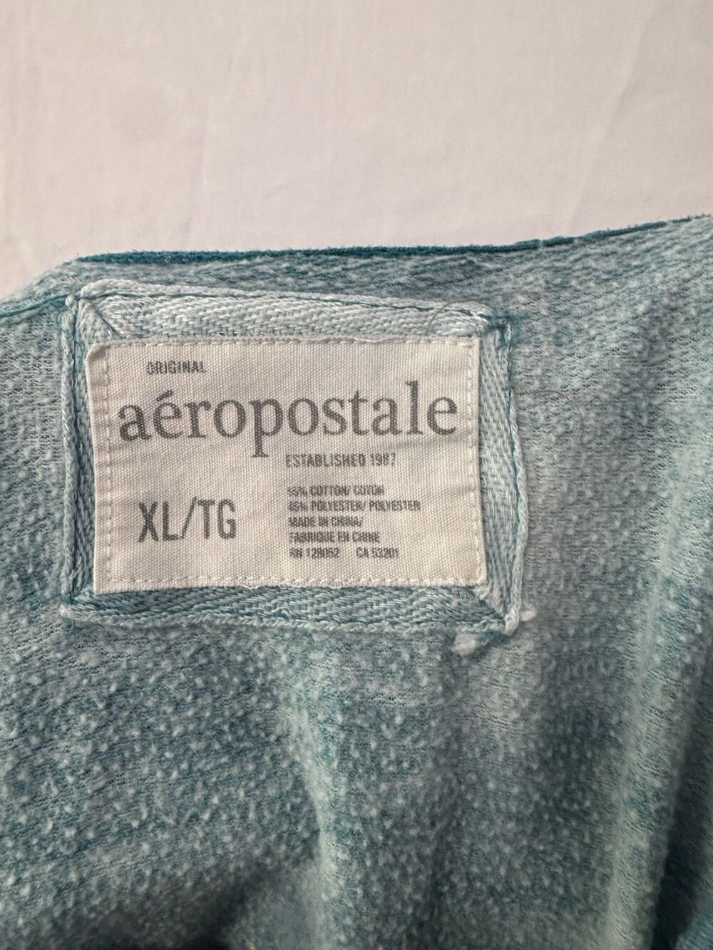Aeropostale Teal Burnout Hoodie Women's XL 1987 W 34th NYC Back Embroidery Y2K - Picture 4 of 6
